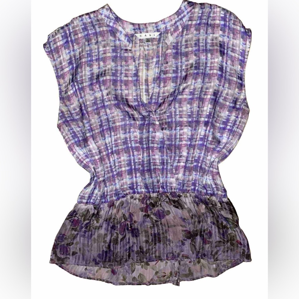 Cabi Purple Sheer Wrap Top XL
